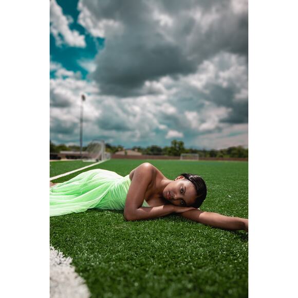 Vintage Masquerade Lime Green Neon Handkerchief Hem Dress - Picture 3 of 10